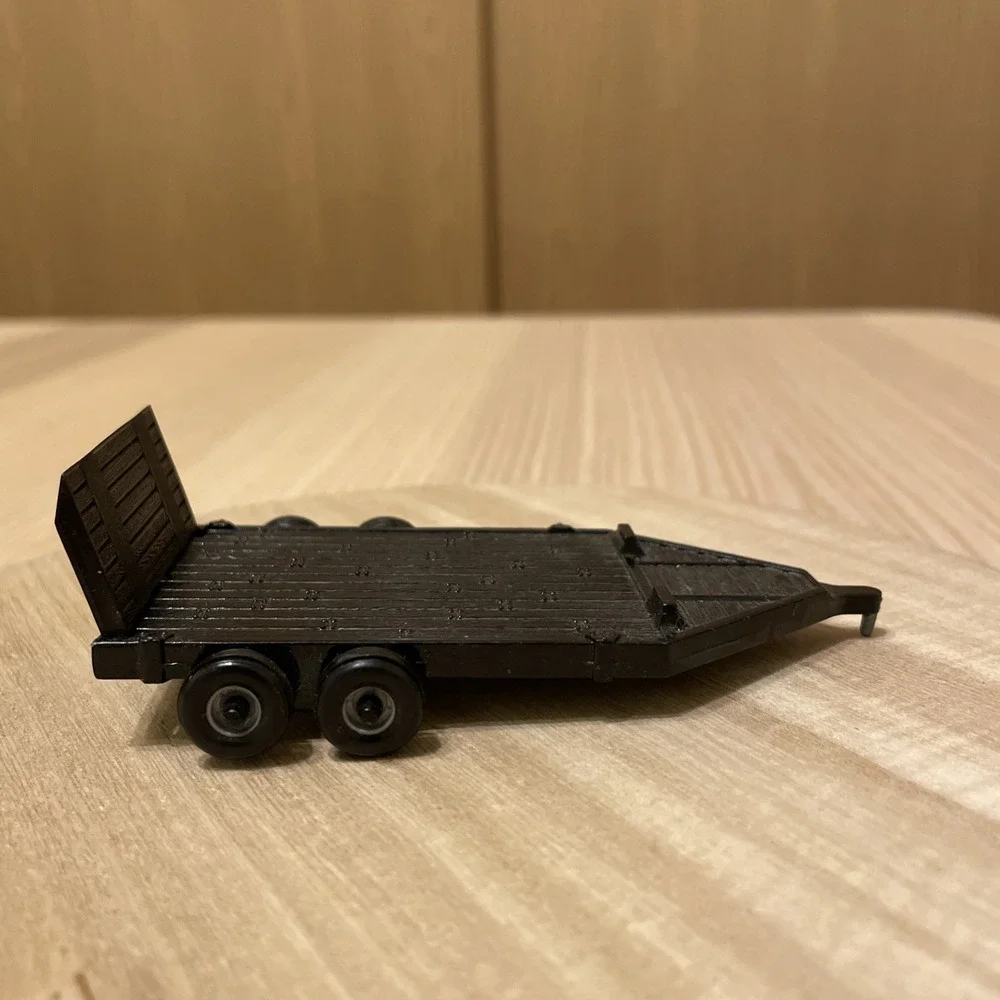 Vintage ERTL Flatbed Trailer 1/64 Diecast Black Dual Axle Farm Toy